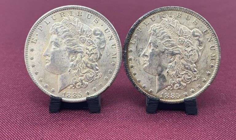 (2) 1885O Morgan Silver Dollars image