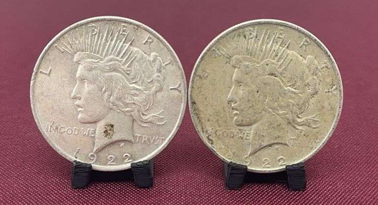 (2) 1922 Silver Peace Dollars image