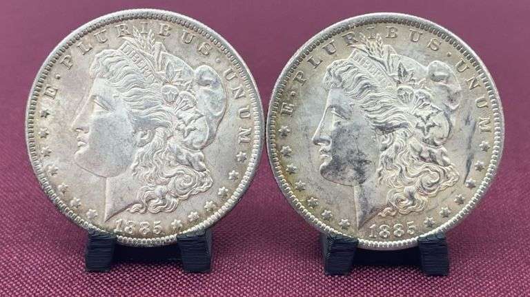 (2) 1885O Morgan Silver Dollars image