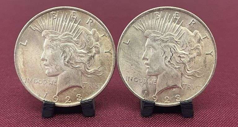 (2) 1923 Silver Peace Dollars image