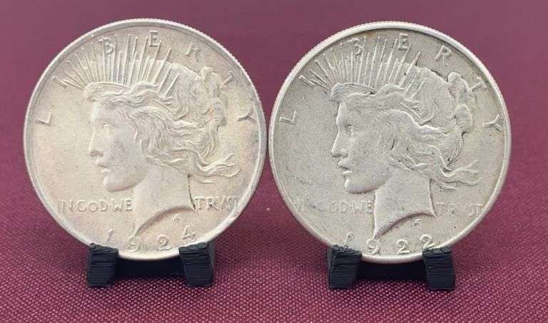 1922 & 1924 Silver Peace Dollars image
