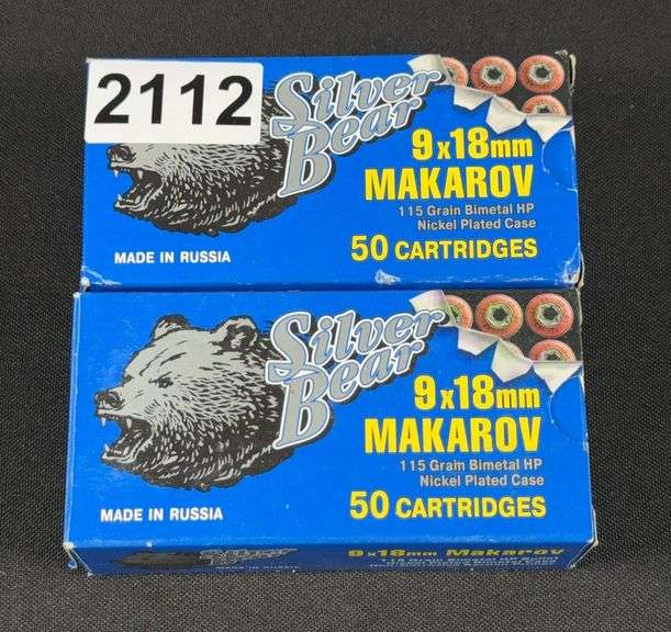 ￼Silver Bear 9x18mm Makarov 115 GR, 100 Count image
