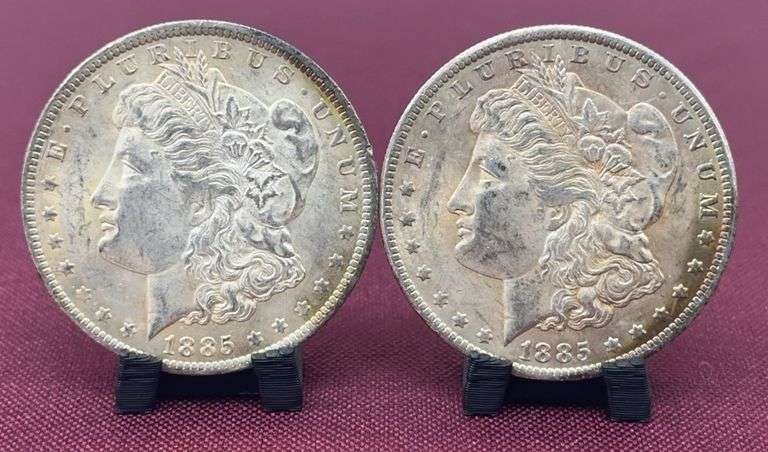 (2) 1885O Morgan Silver Dollars image