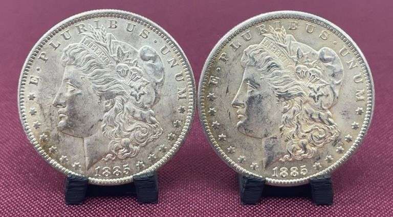 (2) 1885O Morgan Silver Dollars image