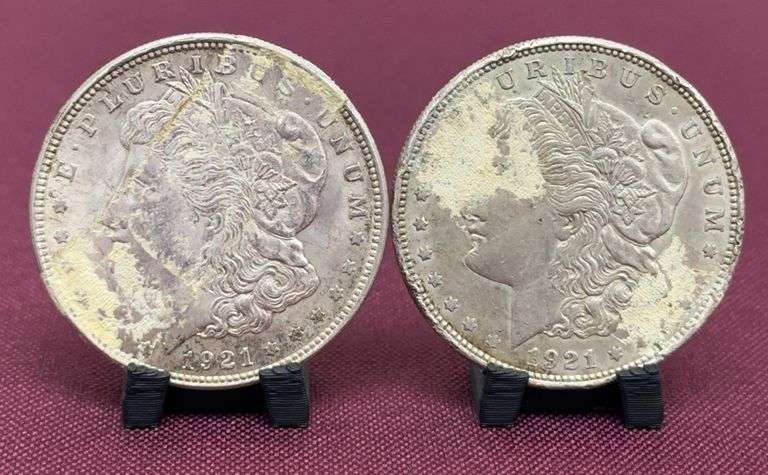 (2) 1921 Morgan Silver Dollars image