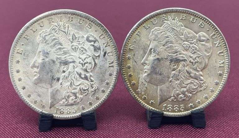 (2) 1885O Morgan Silver Dollars image
