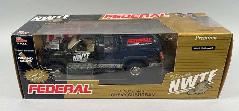 Federal 1:18 Scale Chevy Suburban With Box Of Federal 12 Ga. 3” 5 Shot Turkey Shot, Count 10 image