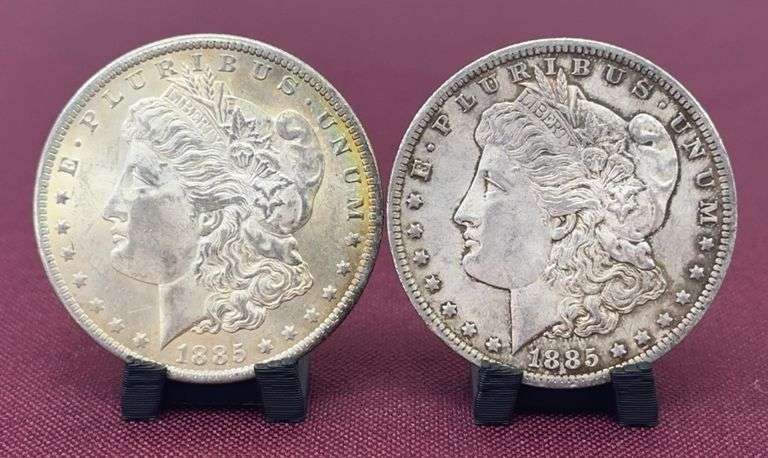 (2) 1885O Morgan Silver Dollars image