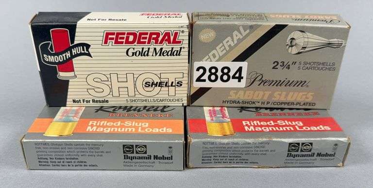 Assortment of 12 Ga. Slugs (3 Boxes) & 12 Ga. Federal 7 1/2 Shot (5 Shot Shells) image