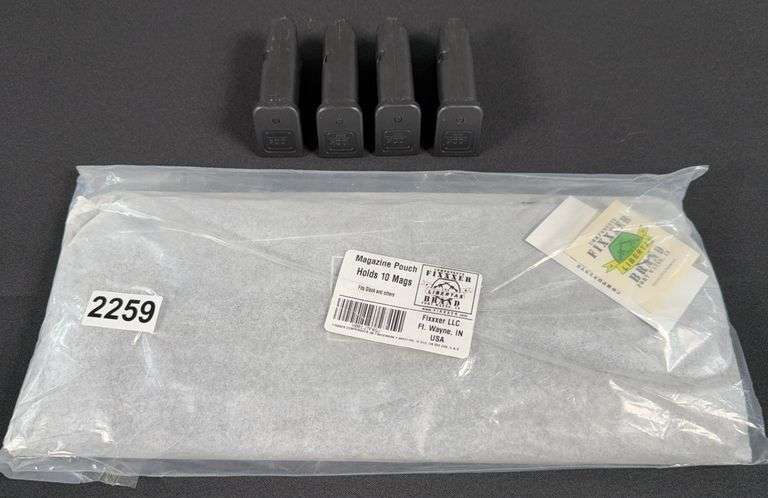 10 Magazine Velcro Pouch & (4) 10 Round 9mm Glock Magazines image