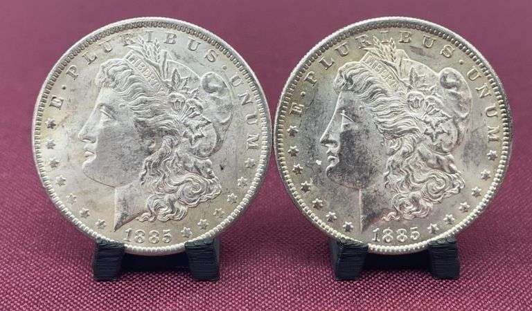 (2) 1885O Morgan Silver Dollars image