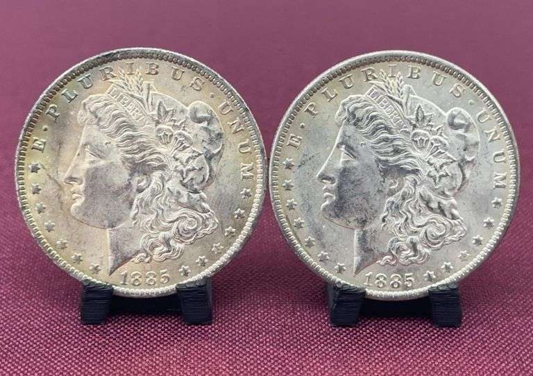 (2) 1885O Morgan Silver Dollars image