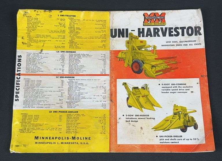Minneapolis Moline Unique-Harvester Booklet image