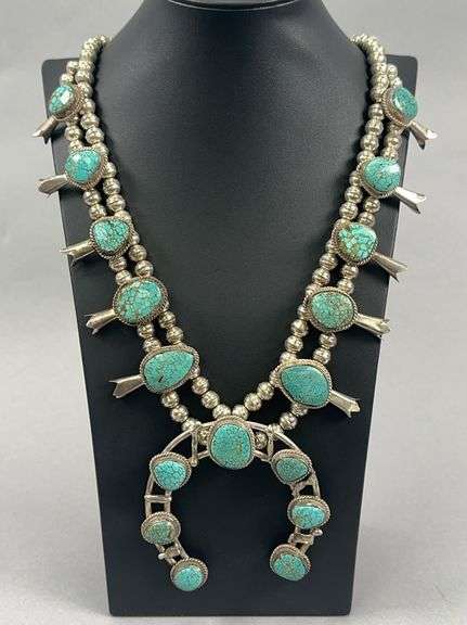 Vintage Turquoise Squash Blossom Necklace image