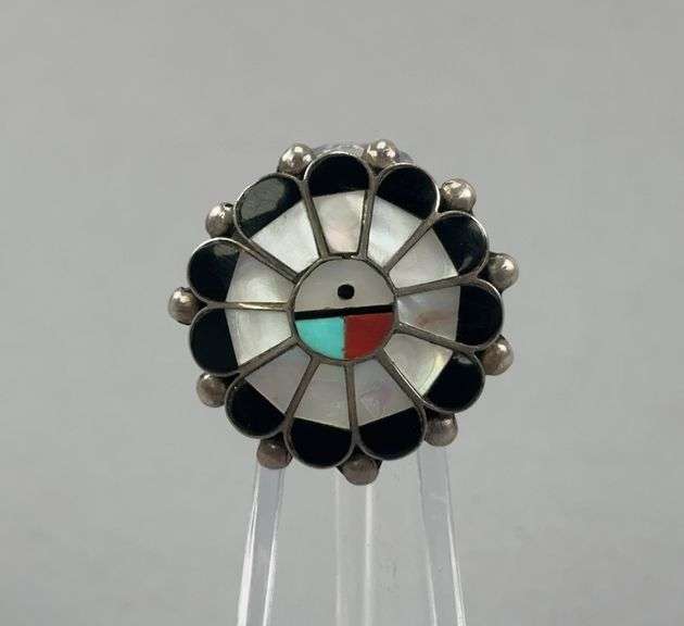 Vintage Zuni Sunface Size 6 Ring image