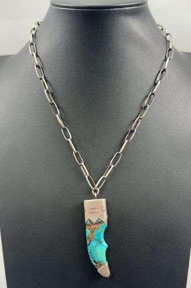 Claw Shaped Turquoise Pendant Necklace image