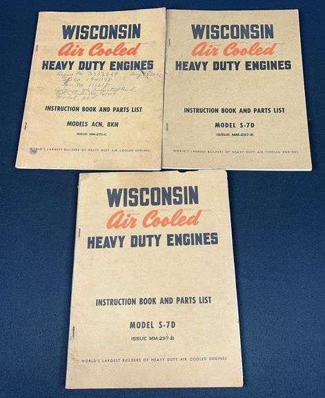 Wisconsin Air Cooled Engine Instruction Book & Parts Lists image