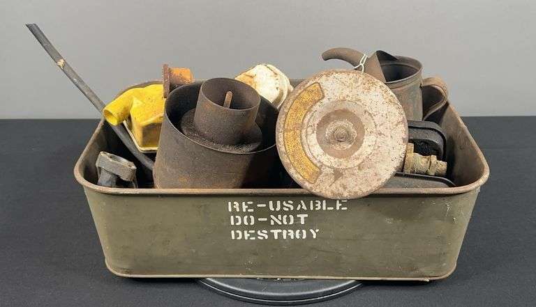 Metal Bin of Vintage Engine Parts image