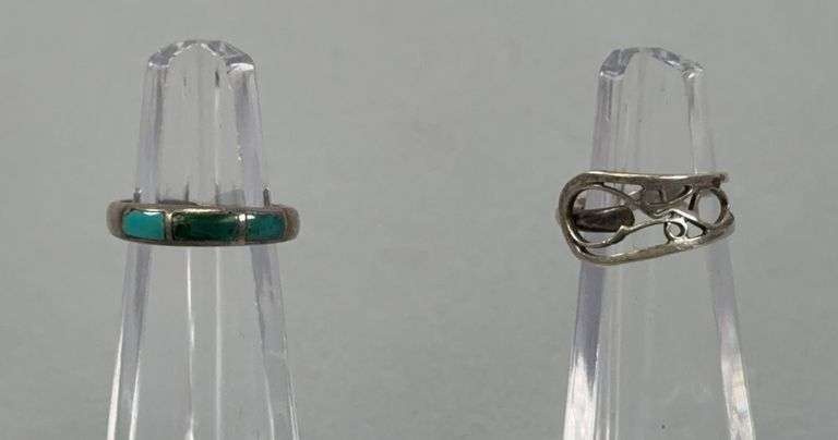 Sterling Size 8 Ring & Unmarked Size 8.5 Ring image