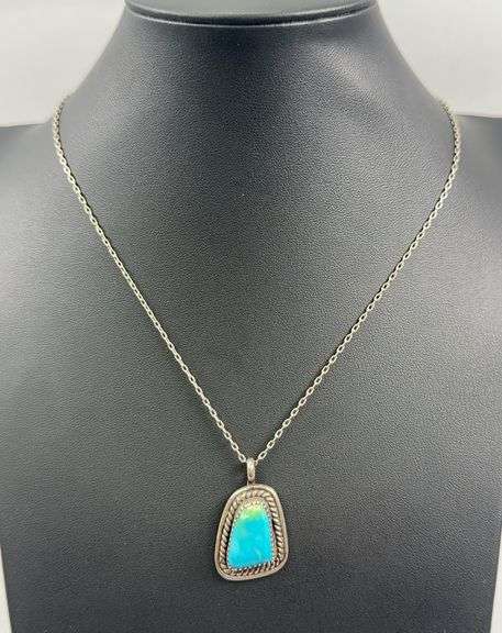 Maker Marked Turquoise Pendant Necklace image