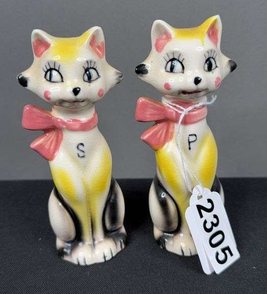 MCM Tall Cat Porcelain Salt & Pepper Shakers image