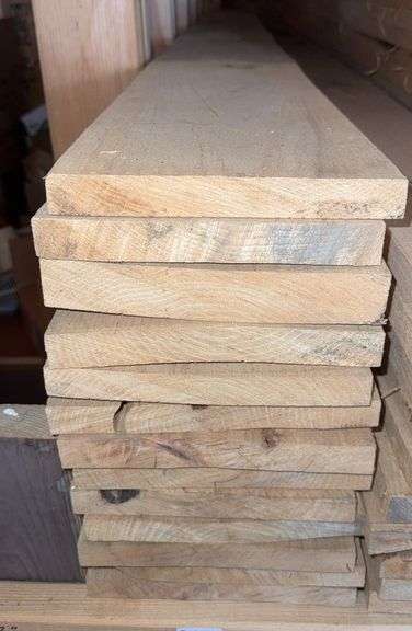 Stack of (13) Hard Wood, Rough Cut, White Oak Boards image