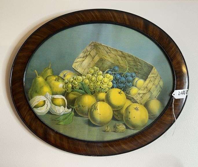 Vintage Oval Framed Fruit Art image