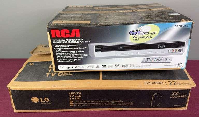 NIB RCA DVD Recorder/Player and NIB LG 22” Flatscreen with Remote image