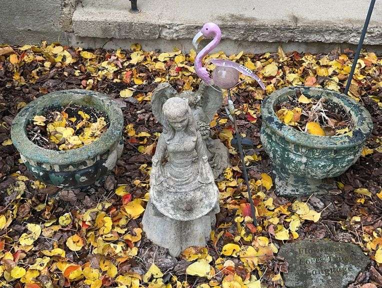 Pair of Garden Ornaments, Concrete Planter Pots & Misc. image