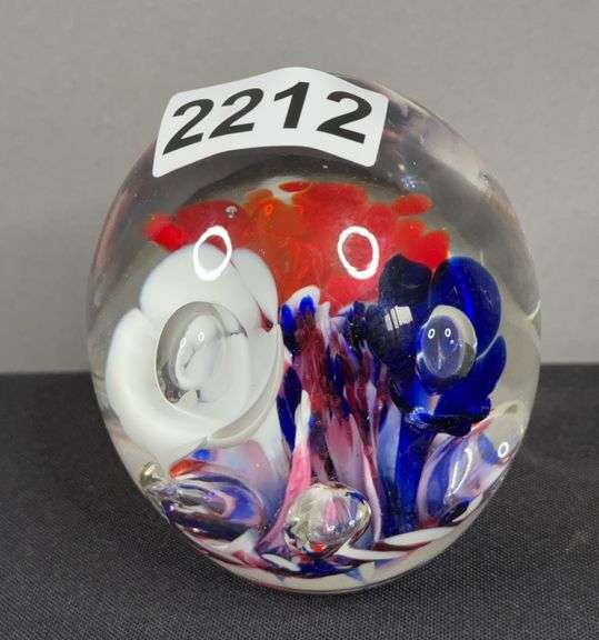 St. Clair Floral Art Glass Paperweight image