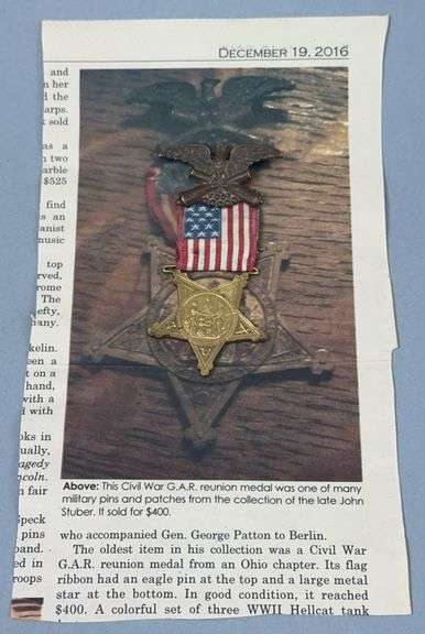 Civil War G.A.R. Reunion Medal image