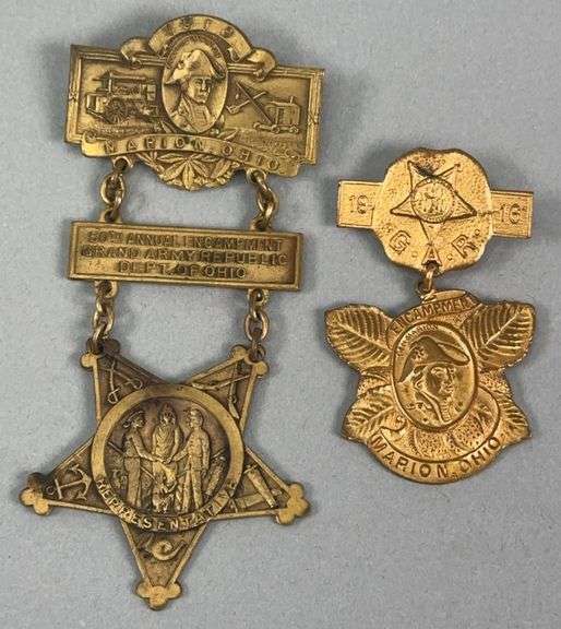 Pair of Marion Ohio G.A.R. Encampment Badges image