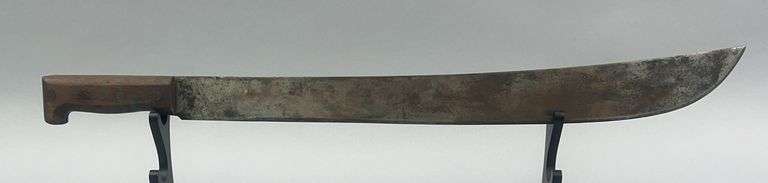 Unmarked Vintage Combat Machete with Leather Sheath image