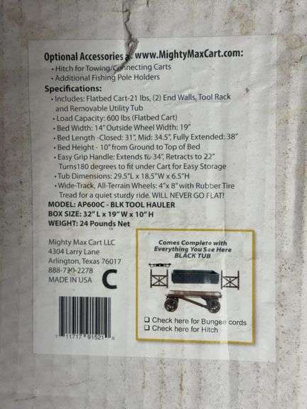 New In Box MightyMax Utility Cart & Accessories image