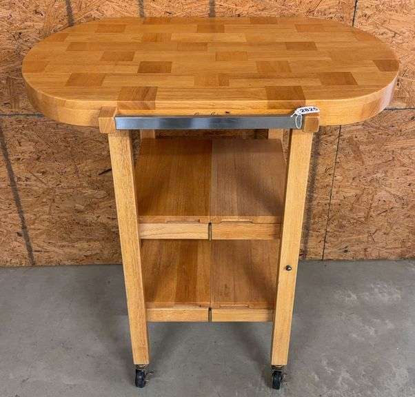 Oasis Folding Island Rolling Butcher Block image