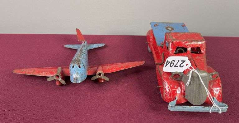 Truck & Airplane Pressed Metal Toys image