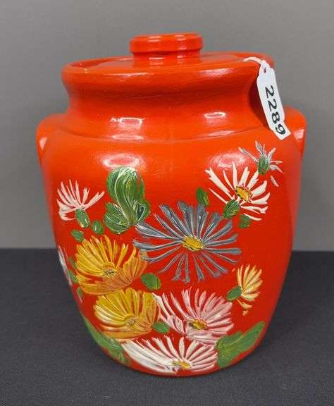 Hand Painted Flower Cookie Jar image