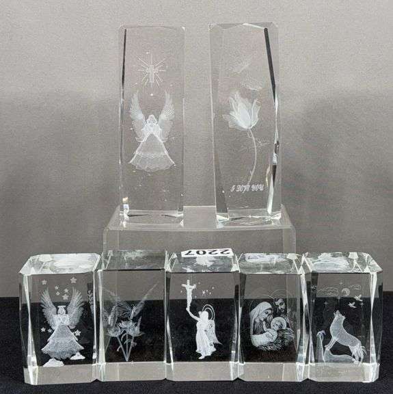 Clear Glass Hologram Paperweights image