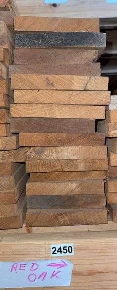 Stack of (15) Hard Wood, Rough Cut, Red Oak Boards image