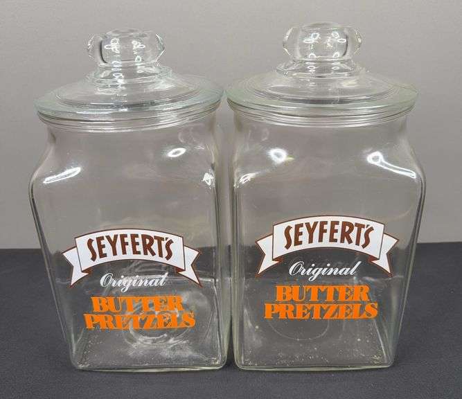 (2) Seyferts Butter Pretzel Glass Jars image