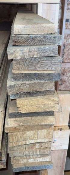 Stack of (19) White Oak, Hardwood, Rough-Cut Lumber Boards image