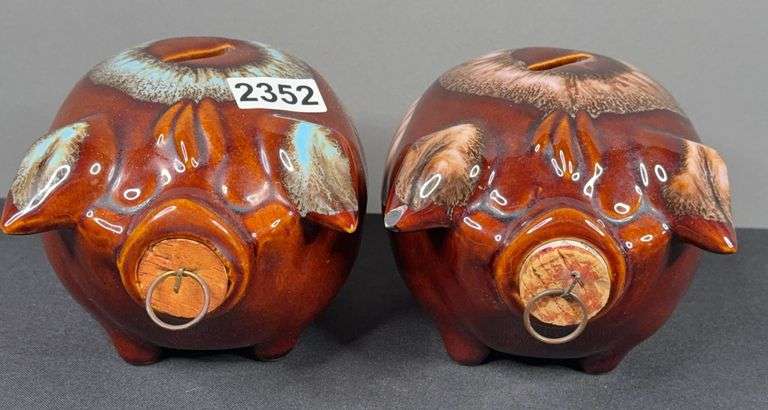 (2) Hull Pottery “Corky Pig” Banks image