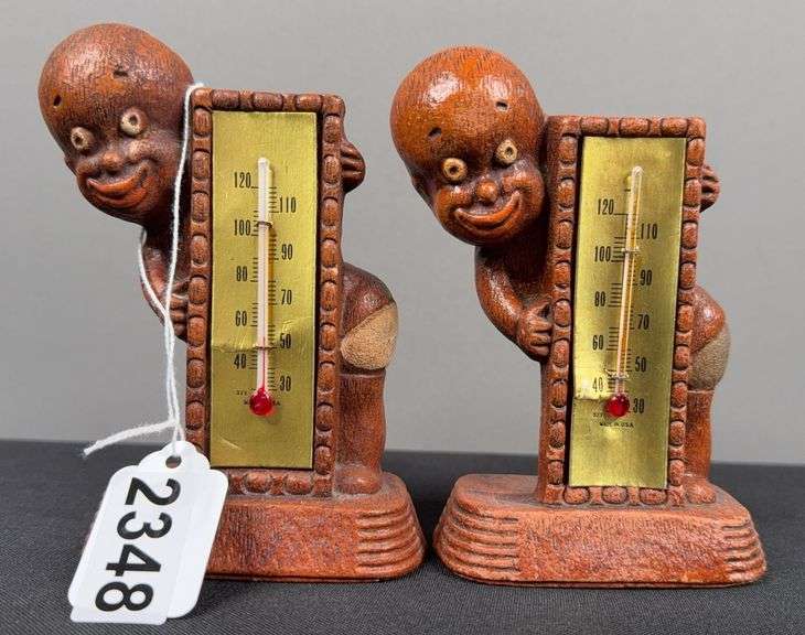 (2) Diaper Dan Black Americana Figural Thermometers image