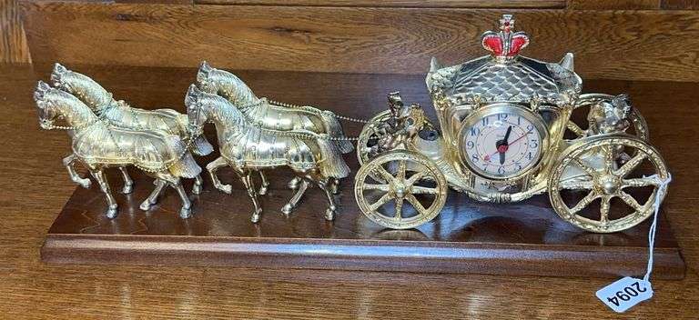 United Clock Corporation Horse Drawn Carriage Mantel Clock image