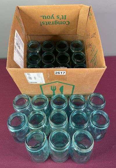 (29) Pint Size Blue Glass “Ball Perfect Mason” Jars image