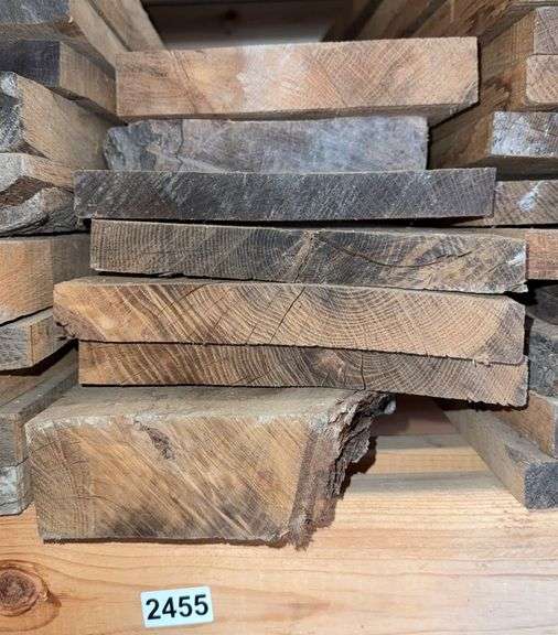 Stack of (7) Hard Wood, Rough Cut, Red Oak Boards image
