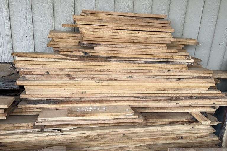 Large Stack of Assorted Rough Cut Lumber image
