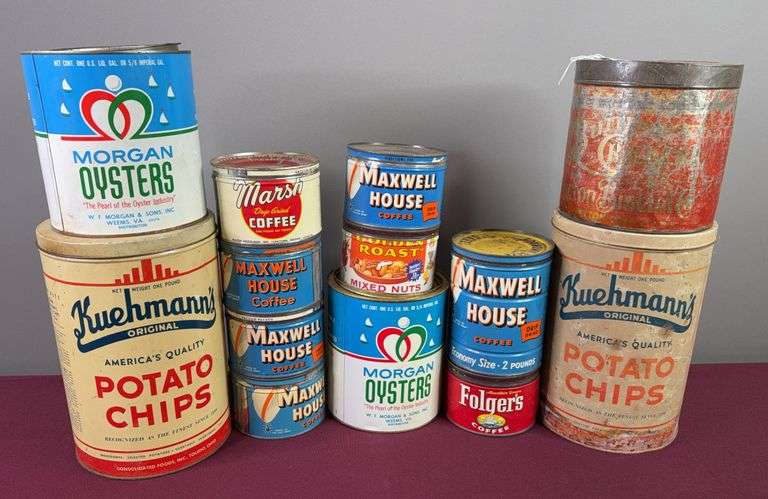Oyster, Coffee, & Potato Chip Tins image