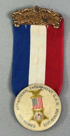 G.A.R. Des Moines Iowa 60th Encampment Badge image