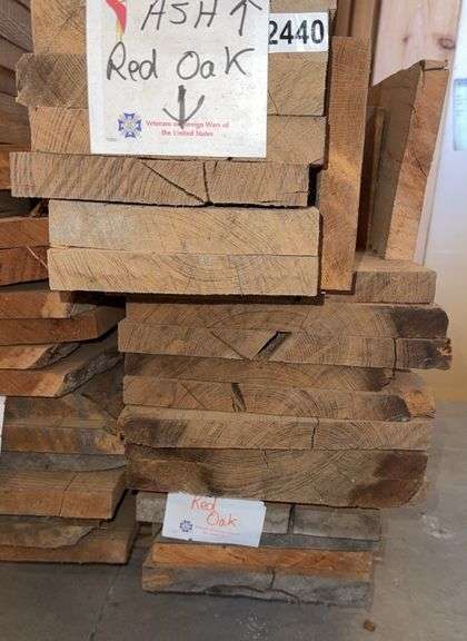 Stack of (20) Hard Wood, Rough Cut, Red Oak Boards image